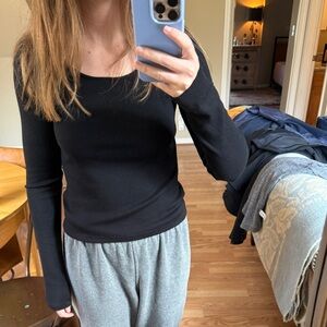 Perfect White Tee Black Ribbed Top